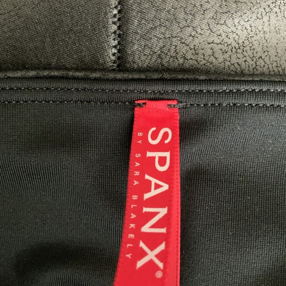 Spanx Leggings Faux Leather White Side Stripe Pull-on Black S - Picture 4 of 9